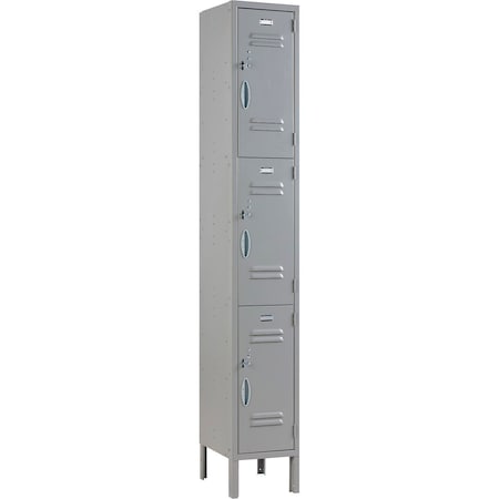 Global Industrial Louvered Door Locker, 12 in W, 15 in D, 78 in H, Gray 290599